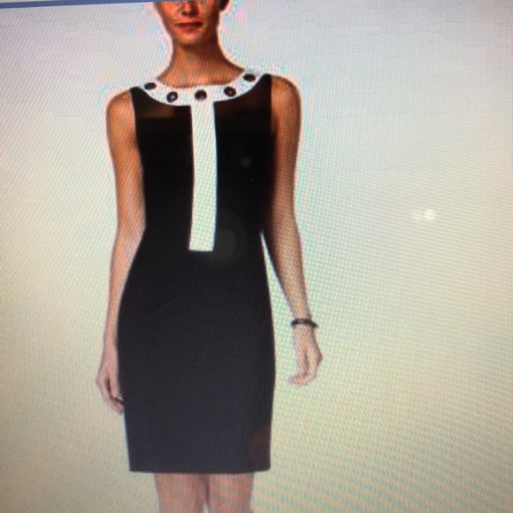 Nine West Stretch-Crepe Contrast Sheath Dress - Picture 1 of 5